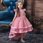 Girls' Princess Dress Short Front And Long Back Flower Girl Little Host Tail Costume - Enfance-Heureuse