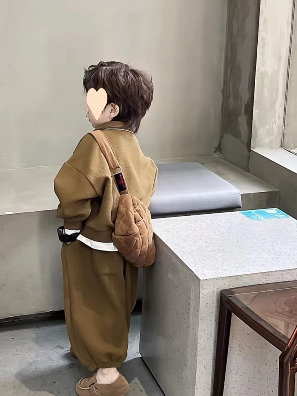 Boys' Simple Waffle Top Pants Suit - Enfance-Heureuse