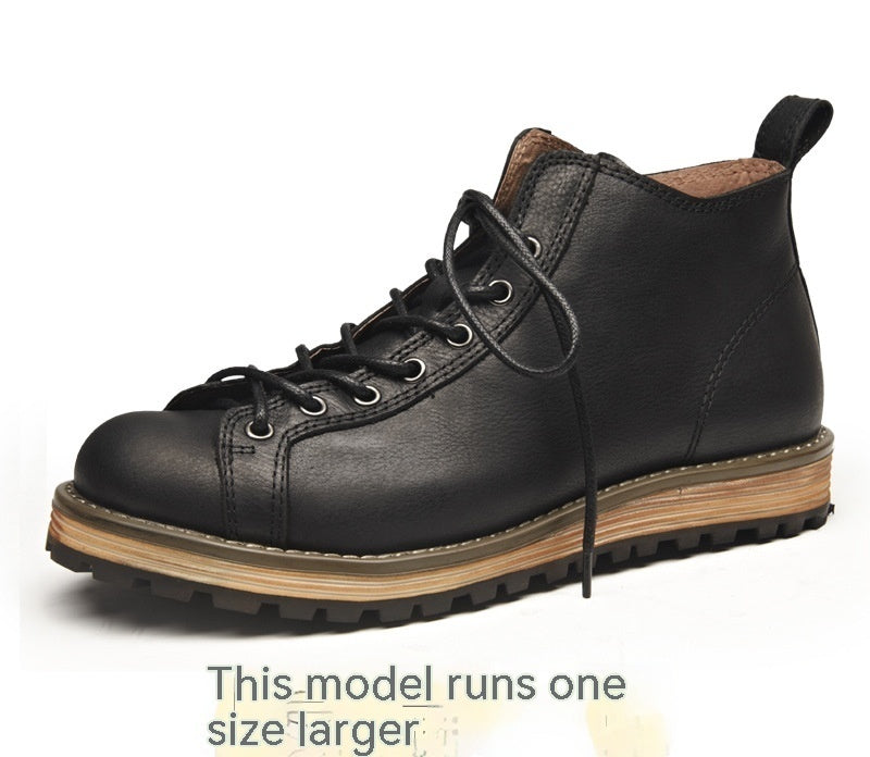 Men's Vintage Leather Big Toe Martin Boots - Enfance-Heureuse