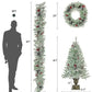 Pre-lit Xmas Tree Artificial Christmas 4-Piece Set,Garland, Wreath And Set Of 2 Entrance Trees X-mas - Enfance-Heureuse