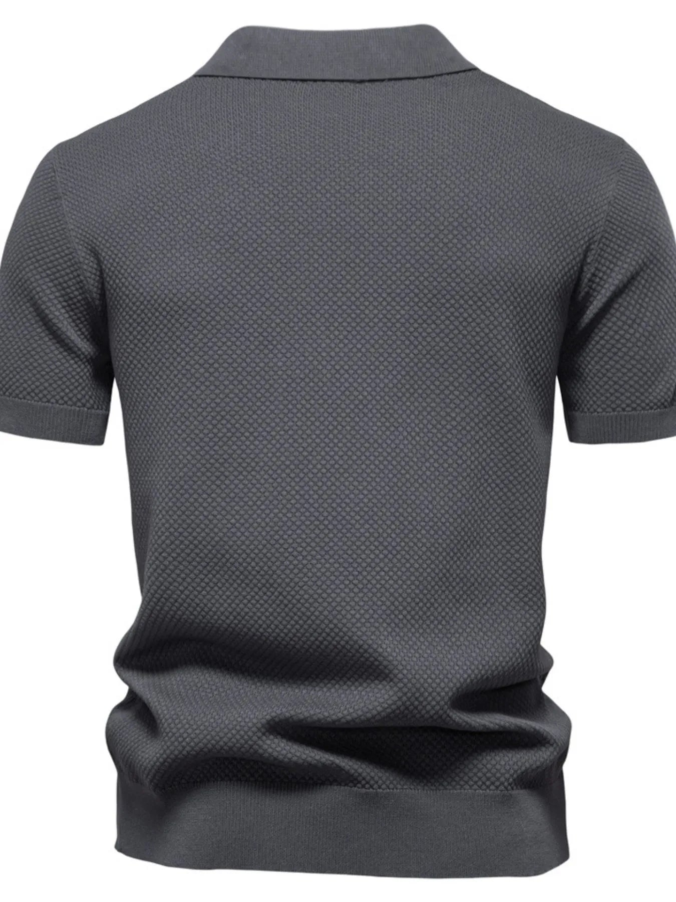 Men's Classic Textured Short Sleeve Polo Shirt - Enfance-Heureuse