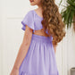 Ruffle Hem Tie-Back Flutter Sleeve Dress - Enfance-Heureuse