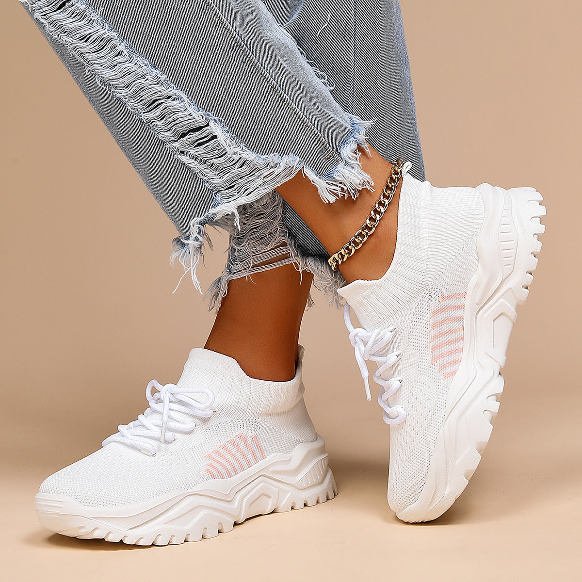 Plus Size Sports Breathable Flyknit Socks Shoes - Enfance-Heureuse