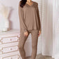 Basic Bae Full Size V-Neck Soft Rayon Long Sleeve Top and Pants Lounge Set - Enfance-Heureuse