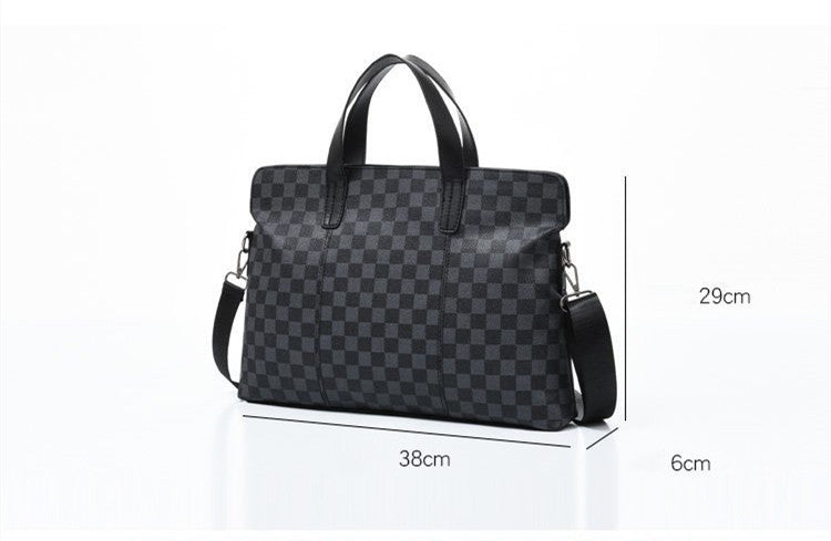 Atmospheric Plaid Business Handbag Horizontal Shoulder Messenger - Enfance-Heureuse