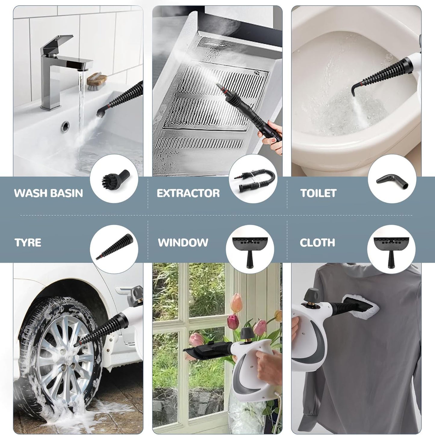 Handheld Multi-Surface Pressurized Steam Cleaner With 12 Accessories, Multi-Purpose Steam Generator For Household Water Tank, Natural Steam Cleaning, Yellow - Enfance-Heureuse