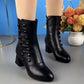 Decorative Button Zipper Non-slip Wear-resistant Fashion Boots Women's Shoes - Enfance-Heureuse