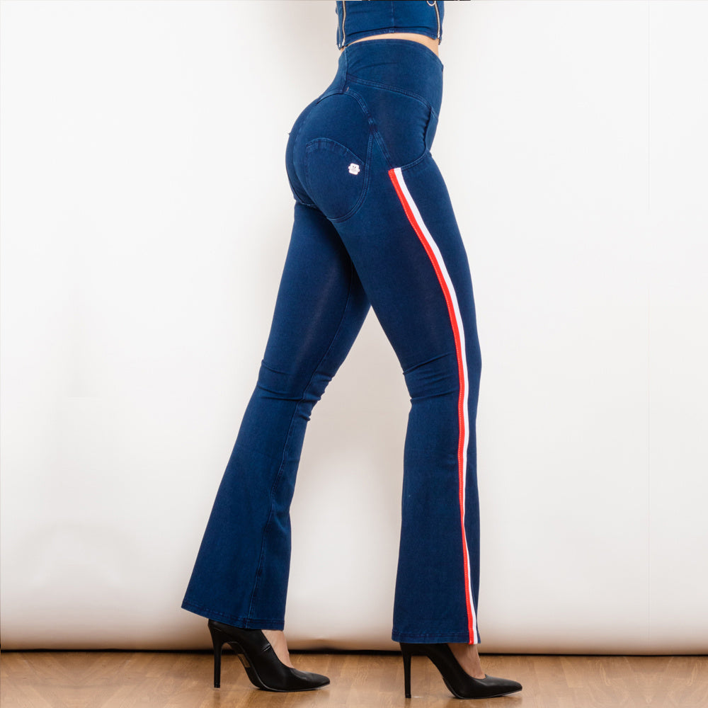 Shascullfites Melody Jeans Push Up Effect Skinny Jeans Sexy Lift Striped Flare Jeans Women's Denim Pants - Enfance-Heureuse