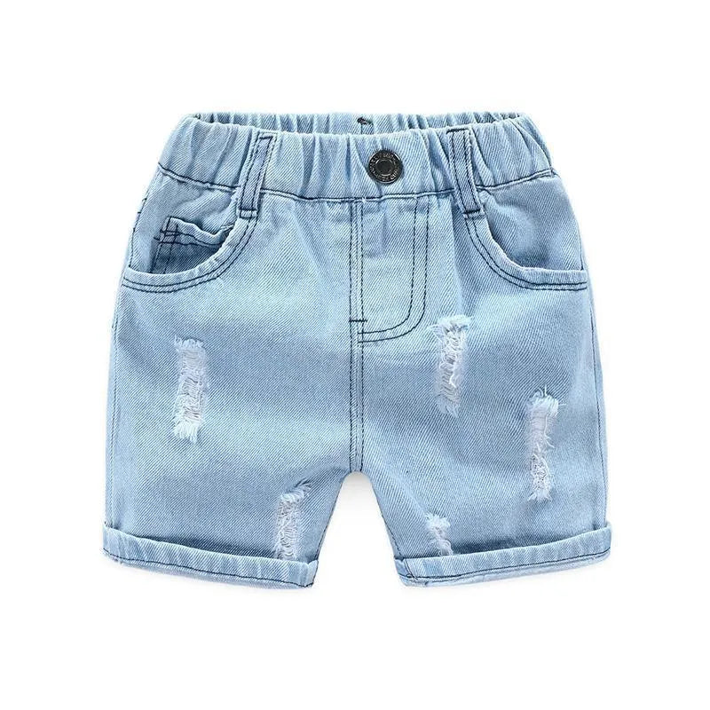 Shorts de plage en jeans déchirés pour garçons - Enfance-Heureuse