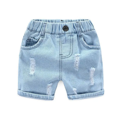 Shorts de plage en jeans déchirés pour garçons - Enfance-Heureuse