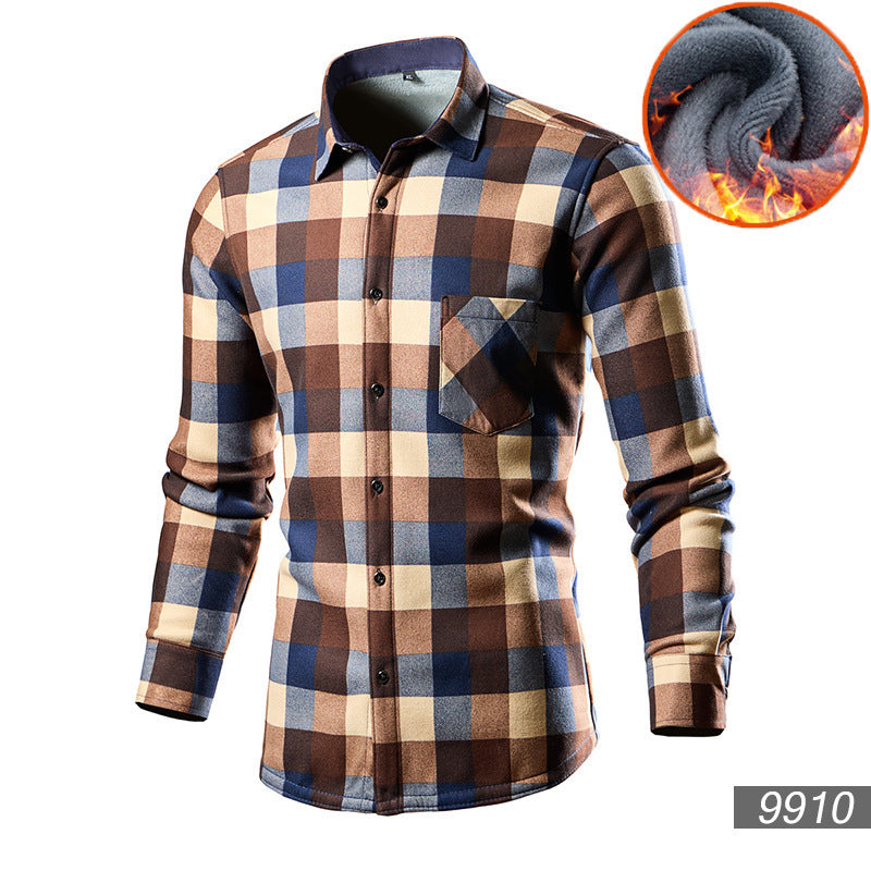 Men's Trendy Fleece-lined Thick Warm Trendy Shirt - Enfance-Heureuse