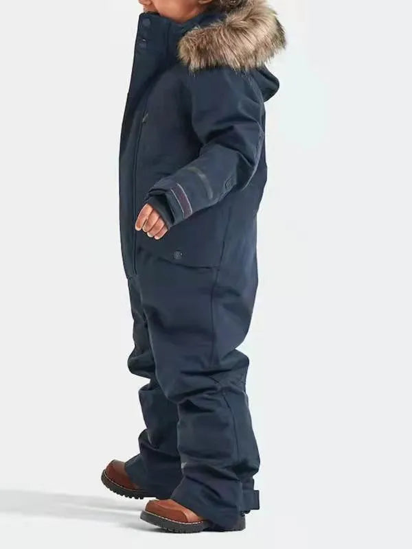 Windproof Waterproof Thickened Luminous Children's One-piece Ski Suit Boys' And Girls' Cotton-padded Clothes - Enfance-Heureuse