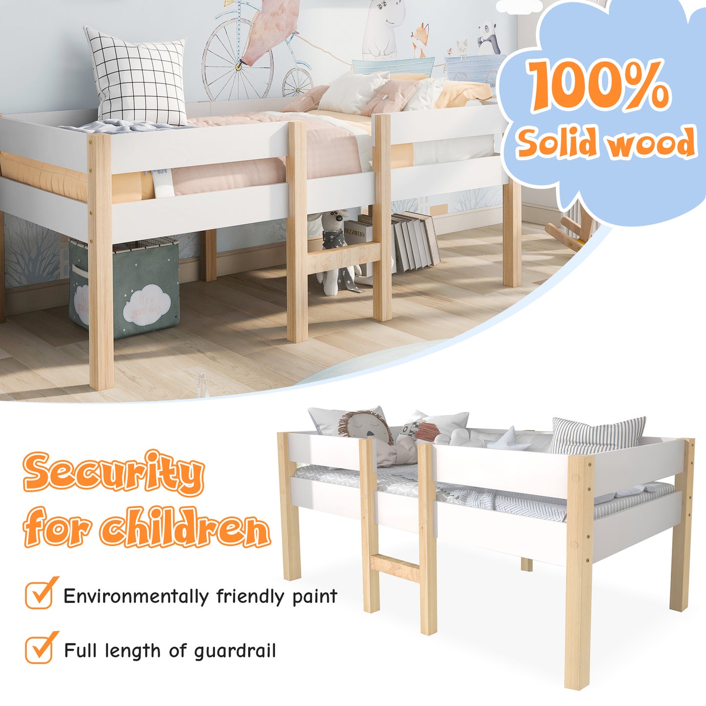 Pine Children's Bed 90cmx190cm - Enfance-Heureuse