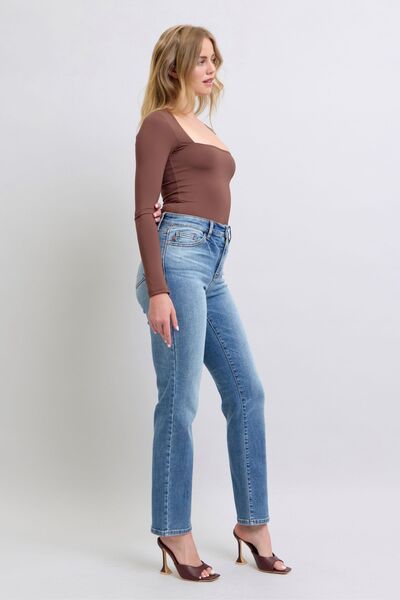 Judy Blue Full Size Run Vintage Wash Thermal Straight Jeans - Enfance-Heureuse