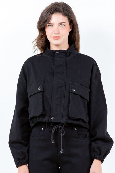 Veste de travail courte American Bazi grande taille avec cordon de serrage et poche cargo