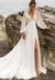 European And American High Waist Plus Size Deep V Long Sleeve Mopping Backless Wedding Dress High Slit - Enfance-Heureuse