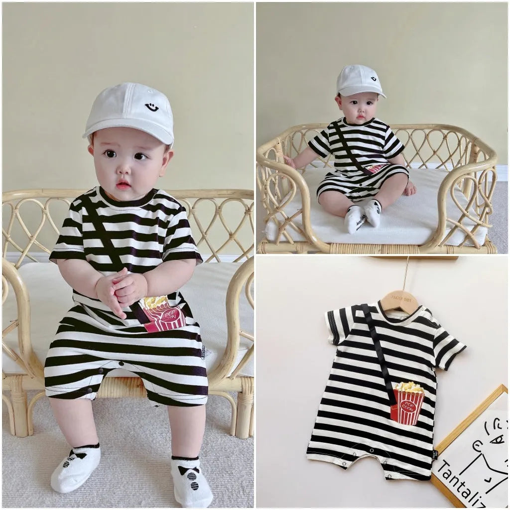 Striped Out Ha Clothing Children's Crawling Suit - Enfance-Heureuse