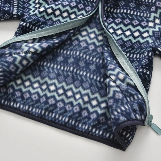 Bébé Polaire Veste Bleu Marine Rayé Mince À Manches Longues Col montant Haut - Enfance-Heureuse