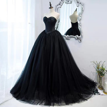 Black Evening Dress Can Wear Birthday Host Light Luxury Niche Wipe Chest Long - Enfance-Heureuse