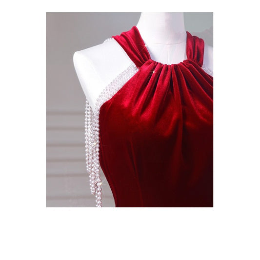 Velvet Fish Tail Cocktail Dress Bridal Engagement - Enfance-Heureuse