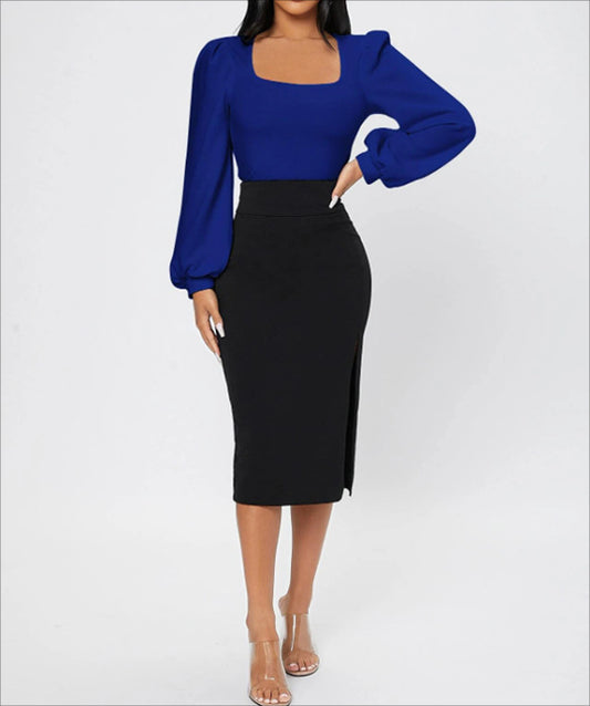 Ladies' Elegant Temperament Versatile Solid Color Long Sleeved Shirt Top - Enfance-Heureuse