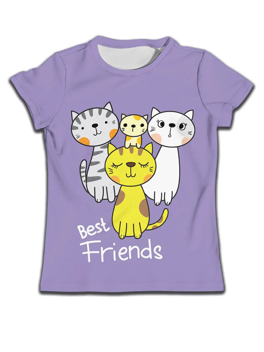 Children Boy T-shirt Clothes Casual Soft T-shirt Cute Cat Cartoon Pattern - Enfance-Heureuse