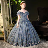 Robe de princesse à paillettes pour enfants de grande taille, costumes de défilé de style occidental pour l'hiver
