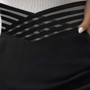 Ladies' Solid Color Fashionable Versatile Cross Hollow Asymmetric Hem Skirt - Enfance-Heureuse