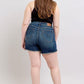 Judy Blue Tummy Control Fray Hem & Shield Back Pockets Denim Shorts