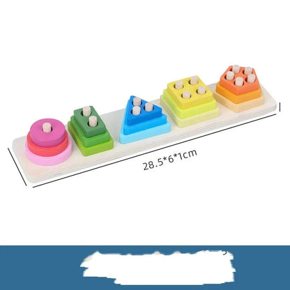 Geometric Shape Five Sets Of Column Building Blocks Early Education Intellectual Development Toys - Enfance-Heureuse