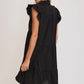 Umgee Full Size Johnny Collar Ruffle Cap Sleeve Tiered Dress Plus Size