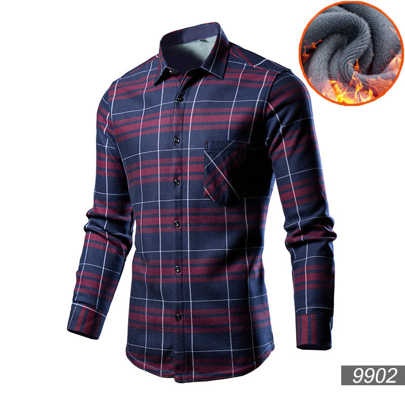Men's Trendy Fleece-lined Thick Warm Trendy Shirt - Enfance-Heureuse
