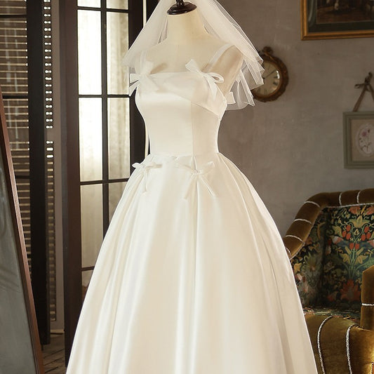 Satin Mori Dress White Girl - Enfance-Heureuse