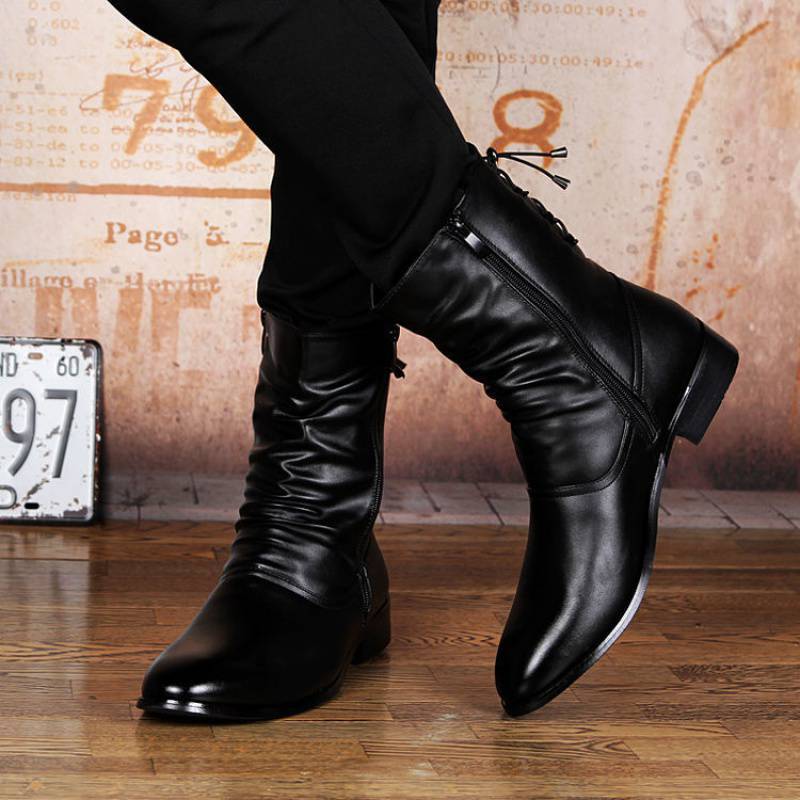 British Fashion Leather Pointed Men's Boots - Enfance-Heureuse