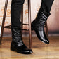 Bottes pointues en cuir pour hommes, style britannique