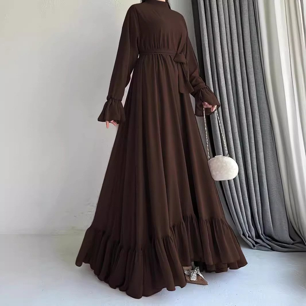 Chiffon Long Belt Fashionable Elegant Women's Dress
