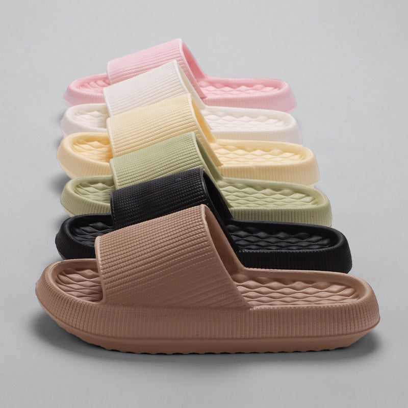 Summer EVA Slippers Solid Color Rhombus Stripe Anti-slip Slippers New Women's Home Shoes - Enfance-Heureuse