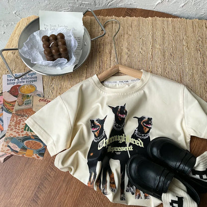 T-shirt tendance pour garçons Doberman Pinscher décontracté - Enfance-Heureuse