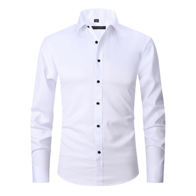 Men's Stretch Shirt Long Sleeve Non-ironing Slim Fit - Enfance-Heureuse