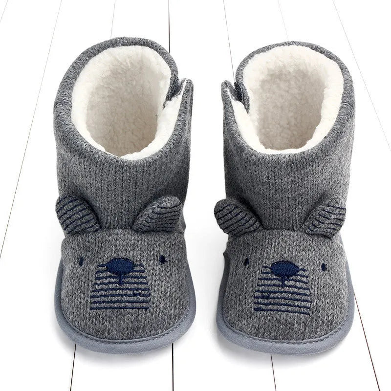 Bébé Laine Chaussures En Coton Chaud, Hiver Chaud Haut-dessus Chaussures - Enfance-Heureuse
