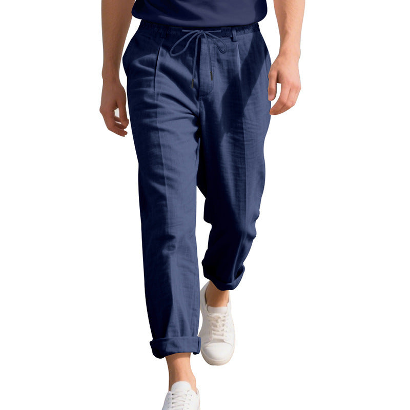 American Linen Men's Casual Pants Summer Loose Straight - Enfance-Heureuse