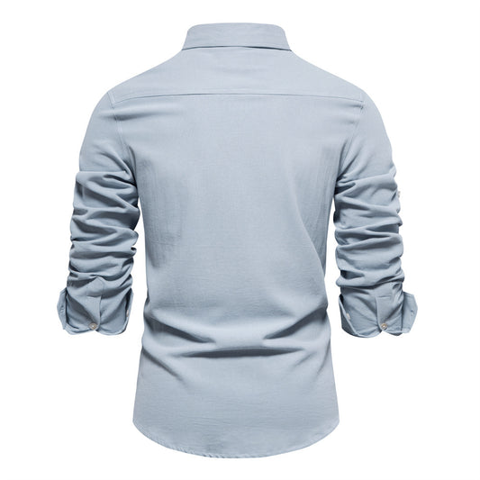 Business Pure Color European Size Long Sleeve Shirt
