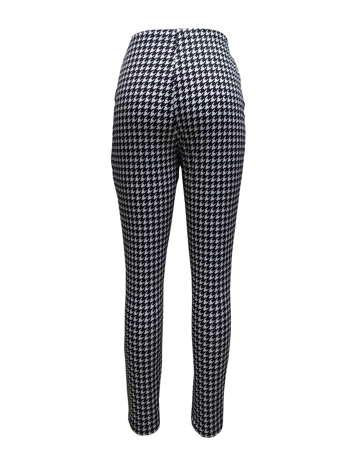 Ladies' Thousand Bird Grid Design Button Casual High Waist Slimming Pants - Enfance-Heureuse