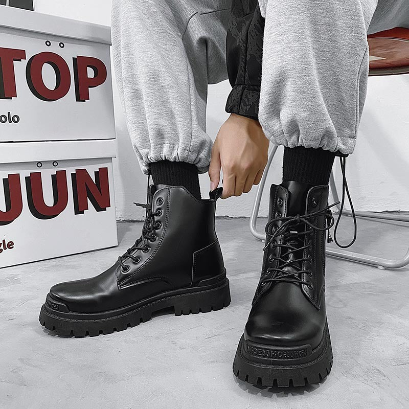 Hong Kong Style Low-top Leather Shoes Youth Casual Shoes Martin Boots - Enfance-Heureuse