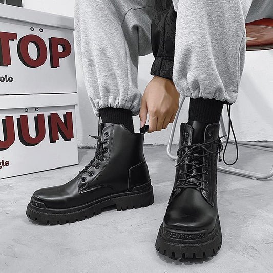 Hong Kong Style Low-top Leather Shoes Youth Casual Shoes Martin Boots - Enfance-Heureuse