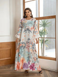 Robe caftan longue élégante à imprimé floral