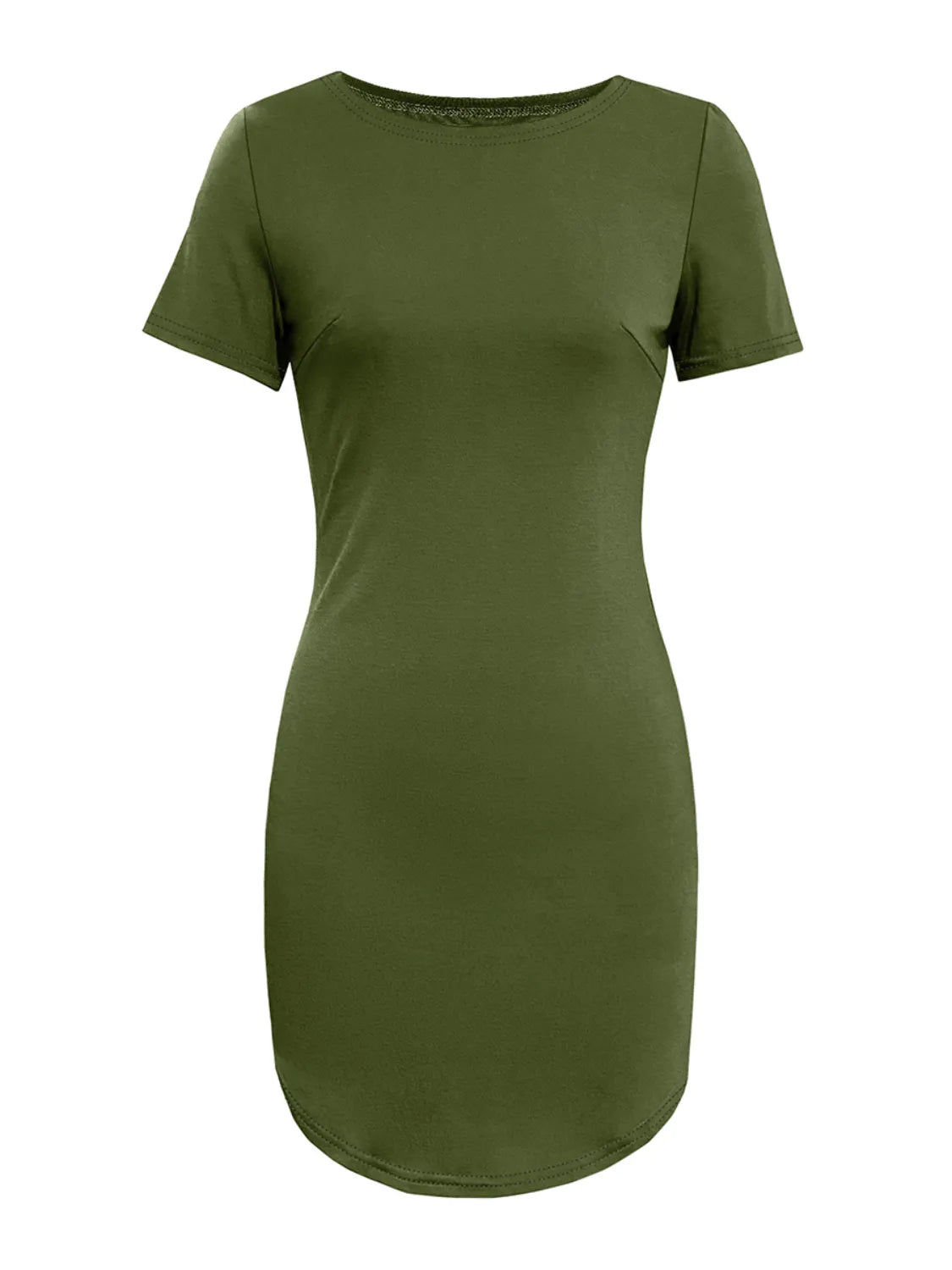 Round Neck Short Sleeve Mini Tee Dress - Enfance-Heureuse