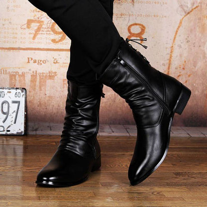 Bottes pointues en cuir pour hommes, style britannique