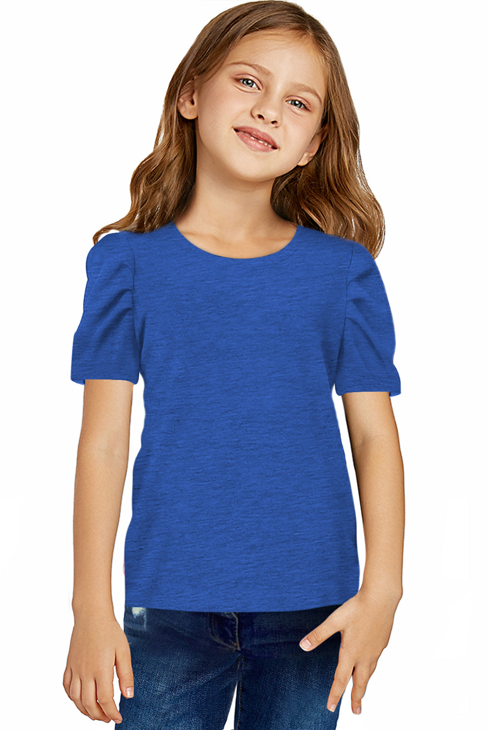 Round Neck Puff Sleeve T-Shirt - Enfance-Heureuse