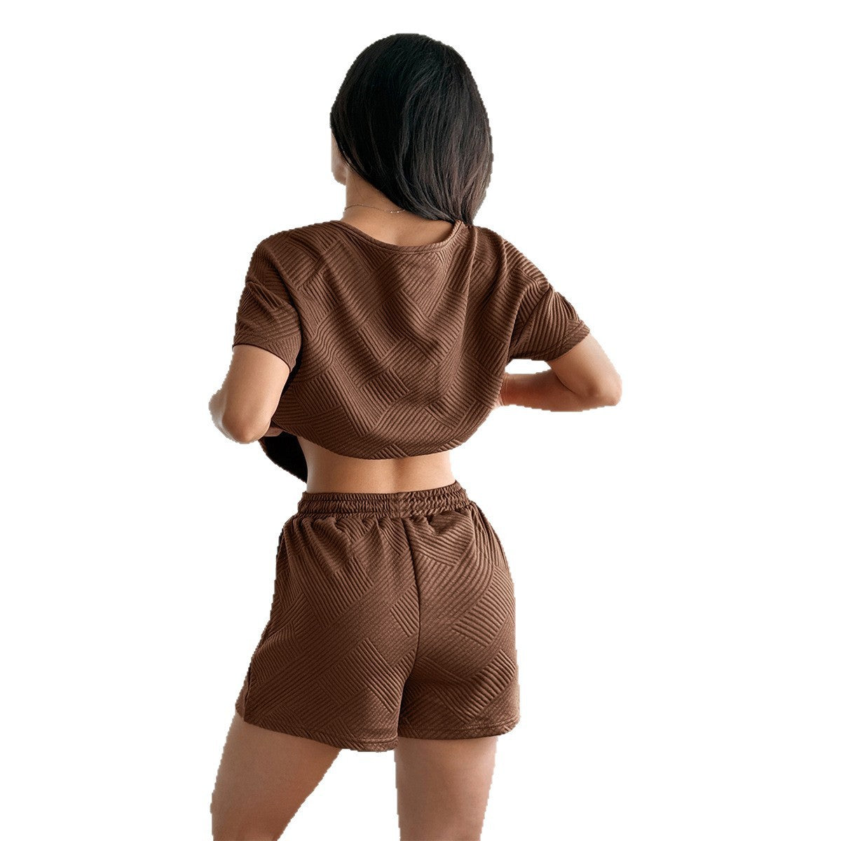 Y2g Sports Style Solid Color Short Sleeve Lace-up Shorts Suit Women's Clothing - Enfance-Heureuse